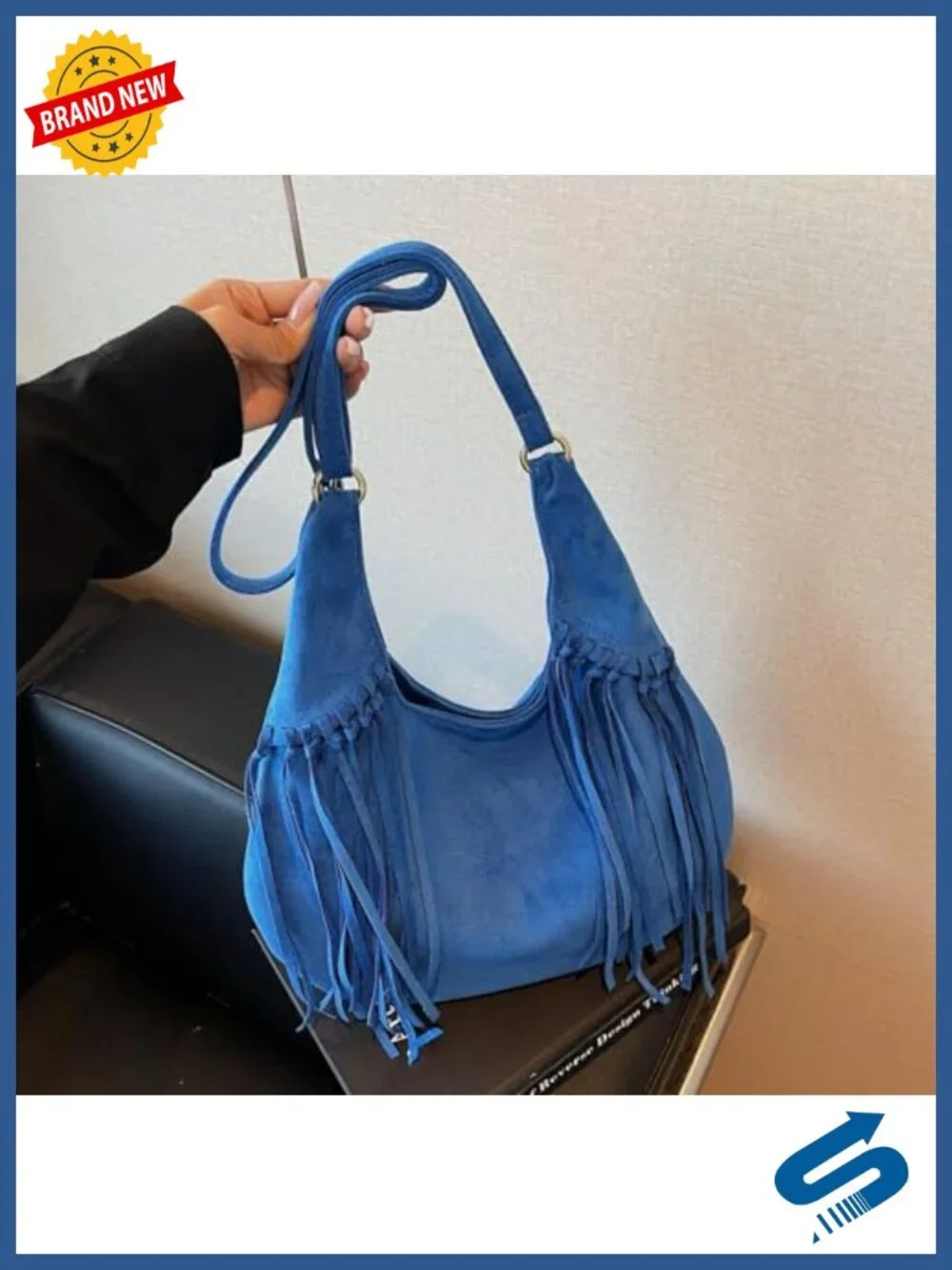 Vintage Suede Fringe Hobo Bag Tote Shoulder Crossbody Purse